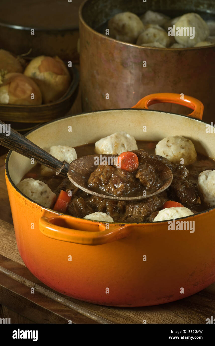 Beef stew and dumplings Traditional food UK Stock Photo Alamy