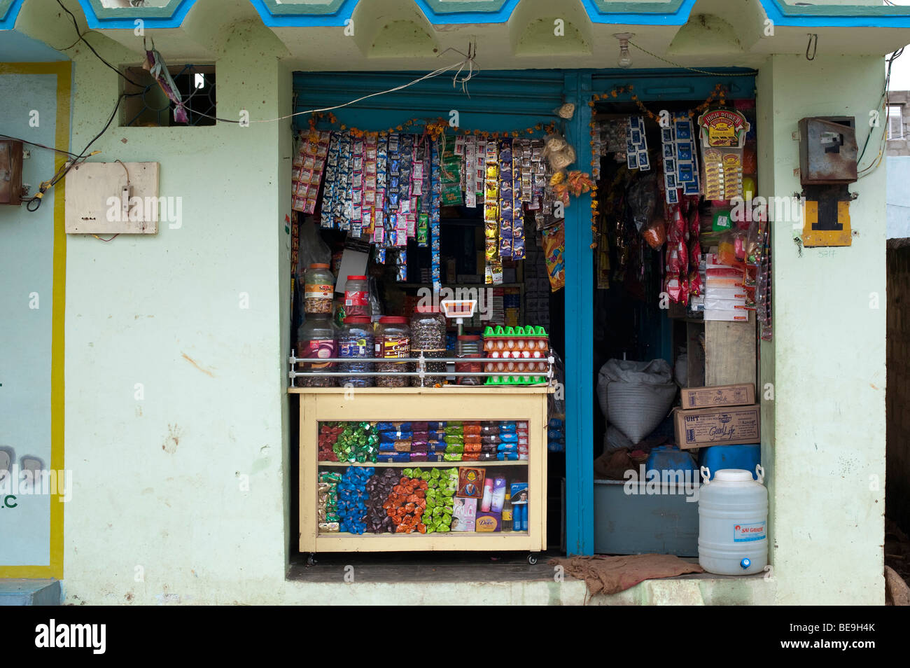 Rural Indian village shop Stock Photo