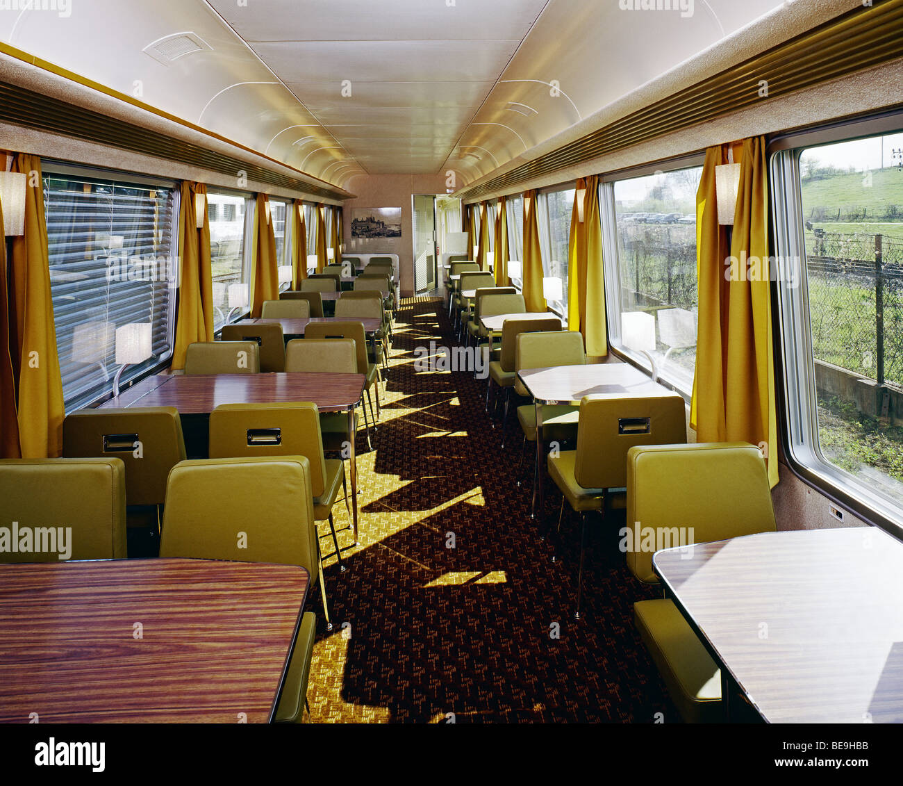 Railway carriage cafeteria Stock Photo