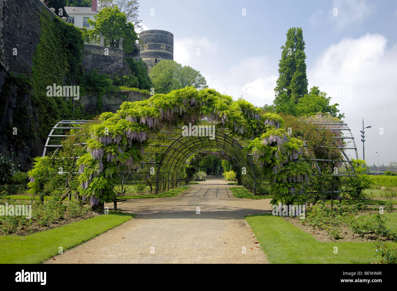 lower gardens chateau de angers france Stock Photo