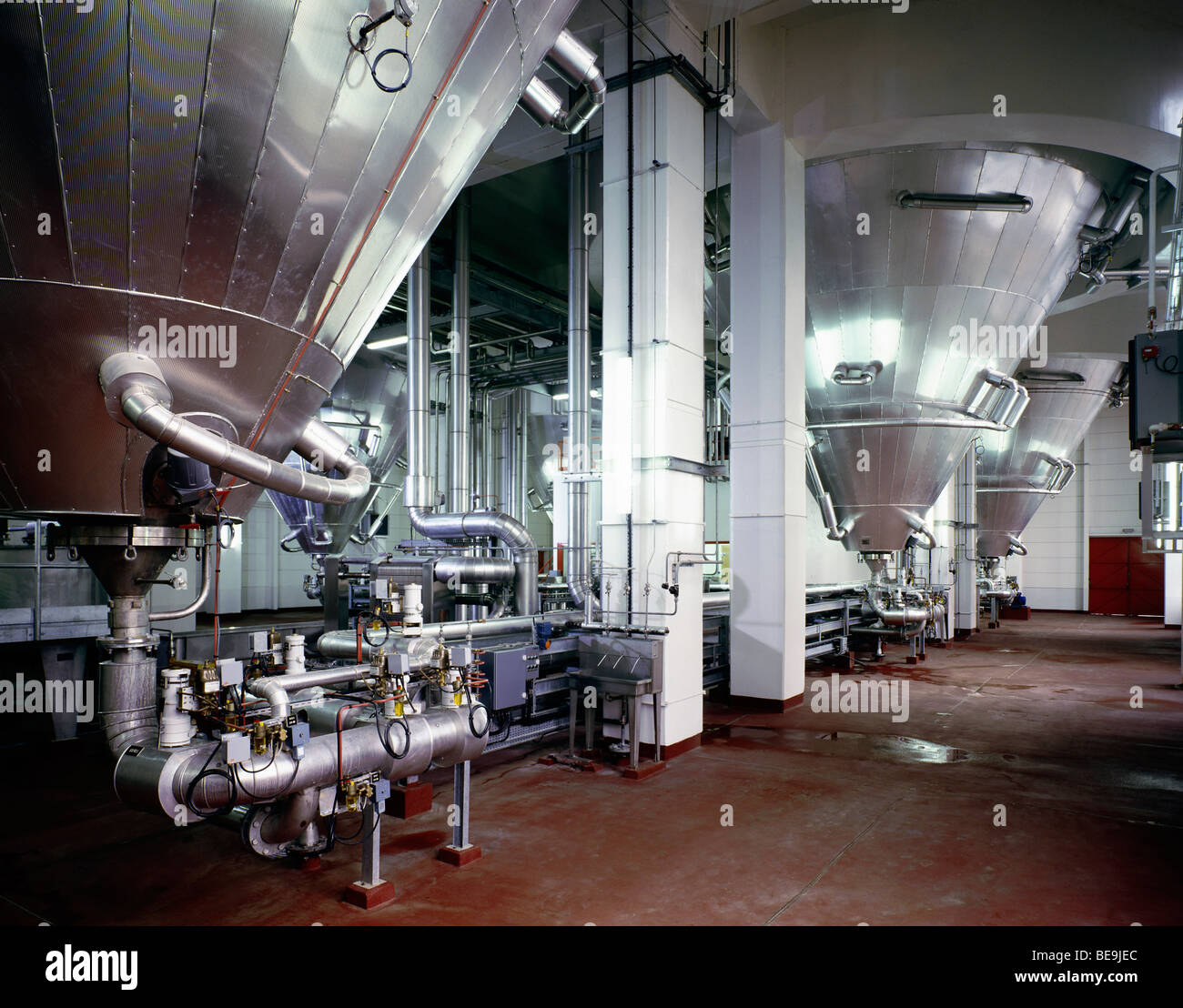 Brewing room with mash tun stainless steel tanks, Champigneulles