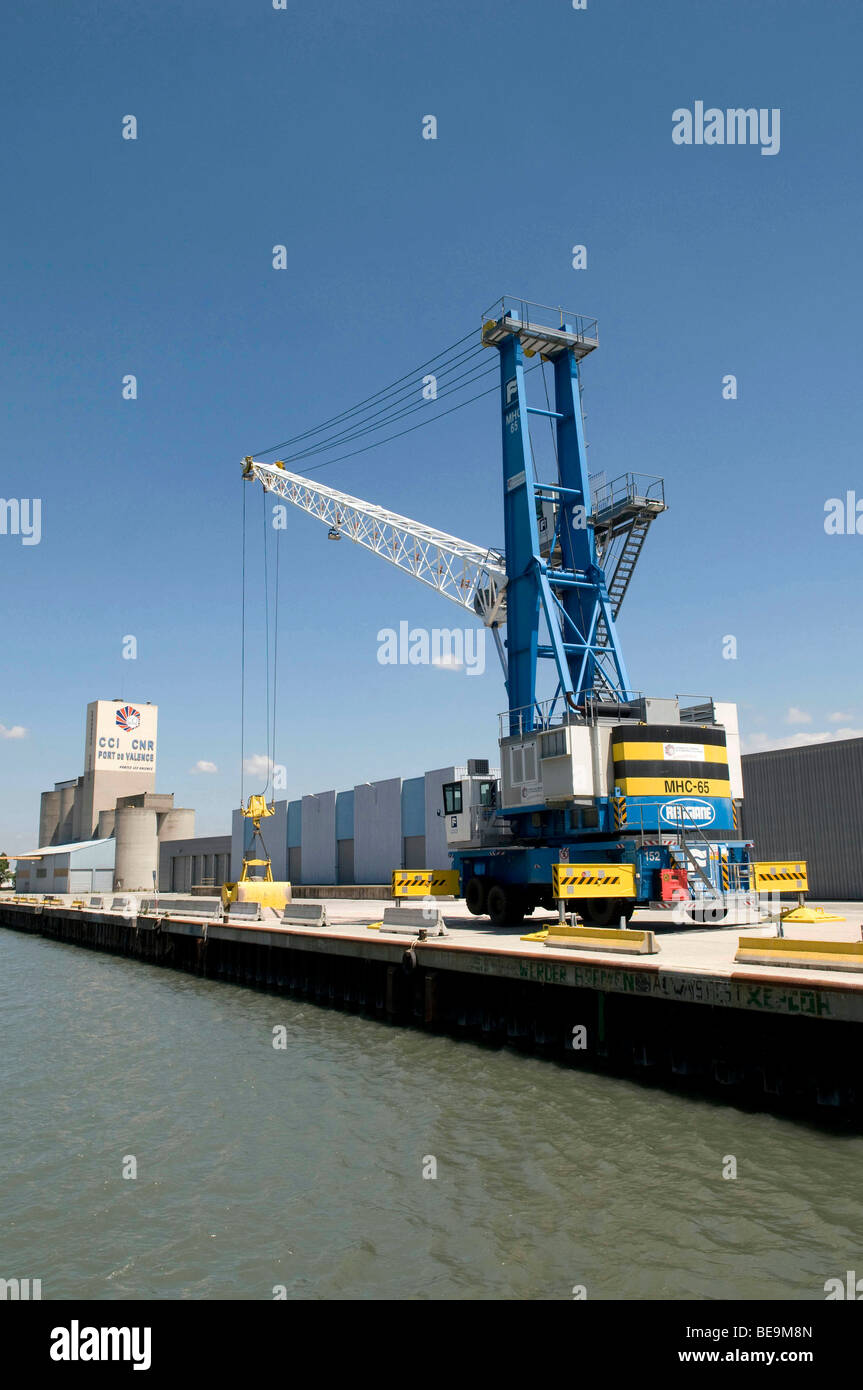 Commercial port of Portes-Lès-Valence (26) Stock Photo