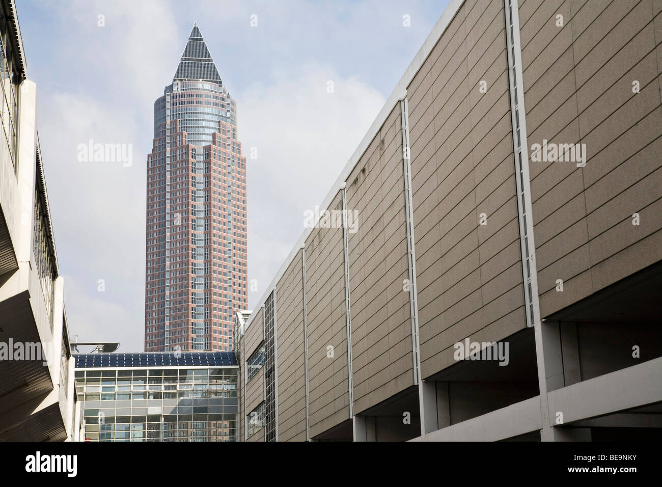 Frankfurt Messe MesseTurm Trade Fair Tower in the Messegelande complex Stock Photo