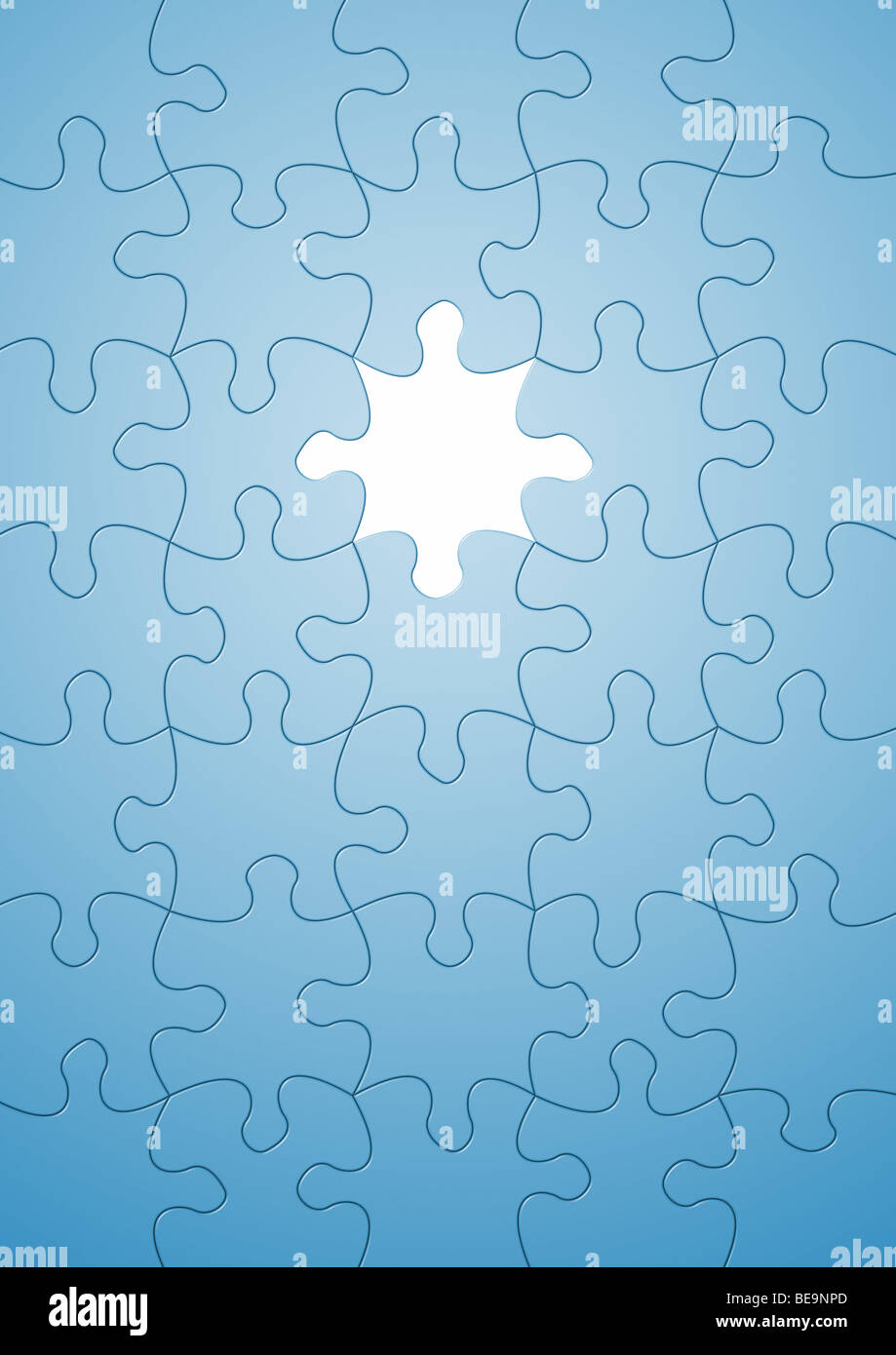 puzzle with a missing part - Puzzle mit einem fehlenden Teil Stock Photo