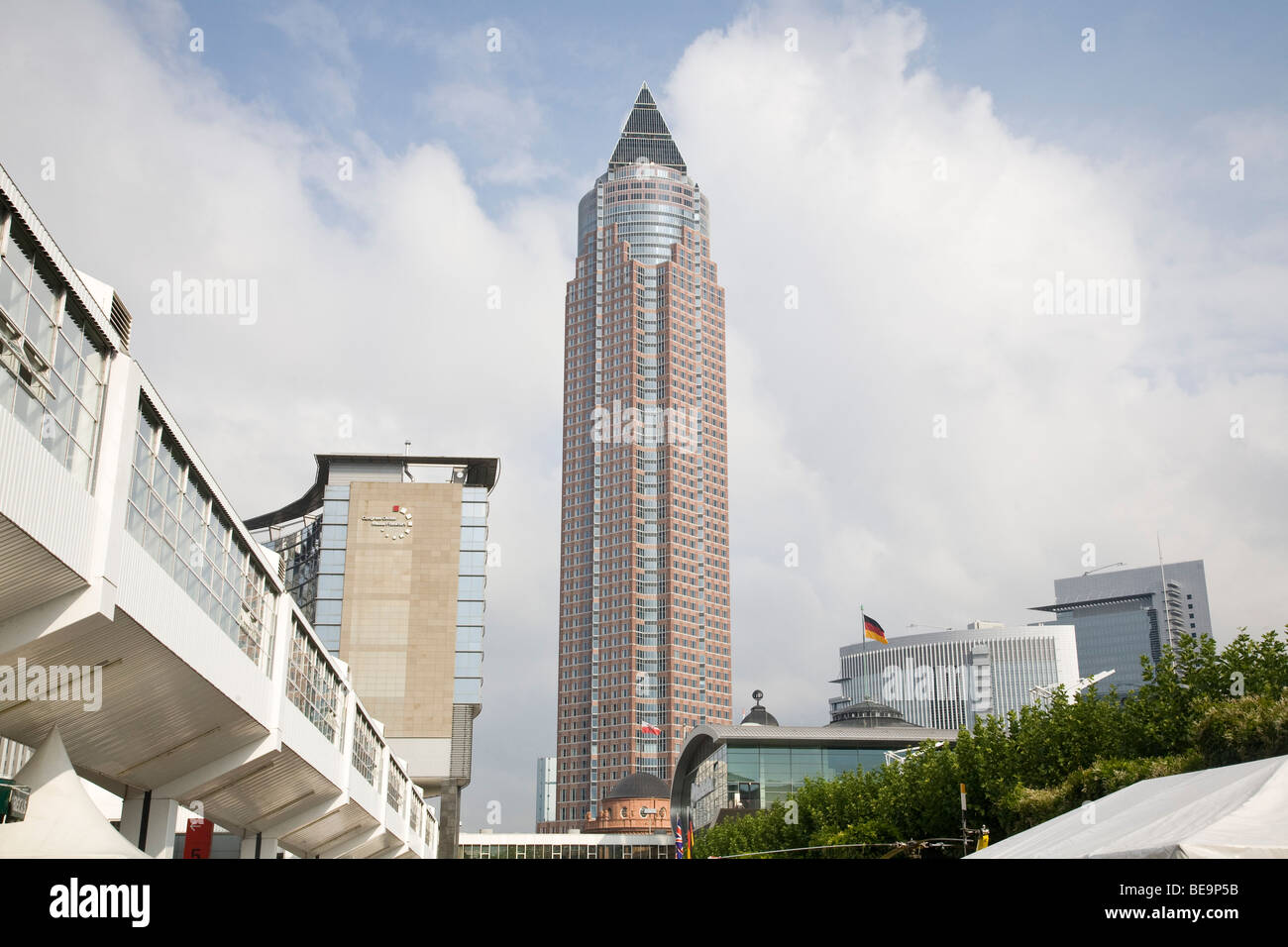 Frankfurt Messe MesseTurm Trade Fair Tower in the Messegelande complex Stock Photo