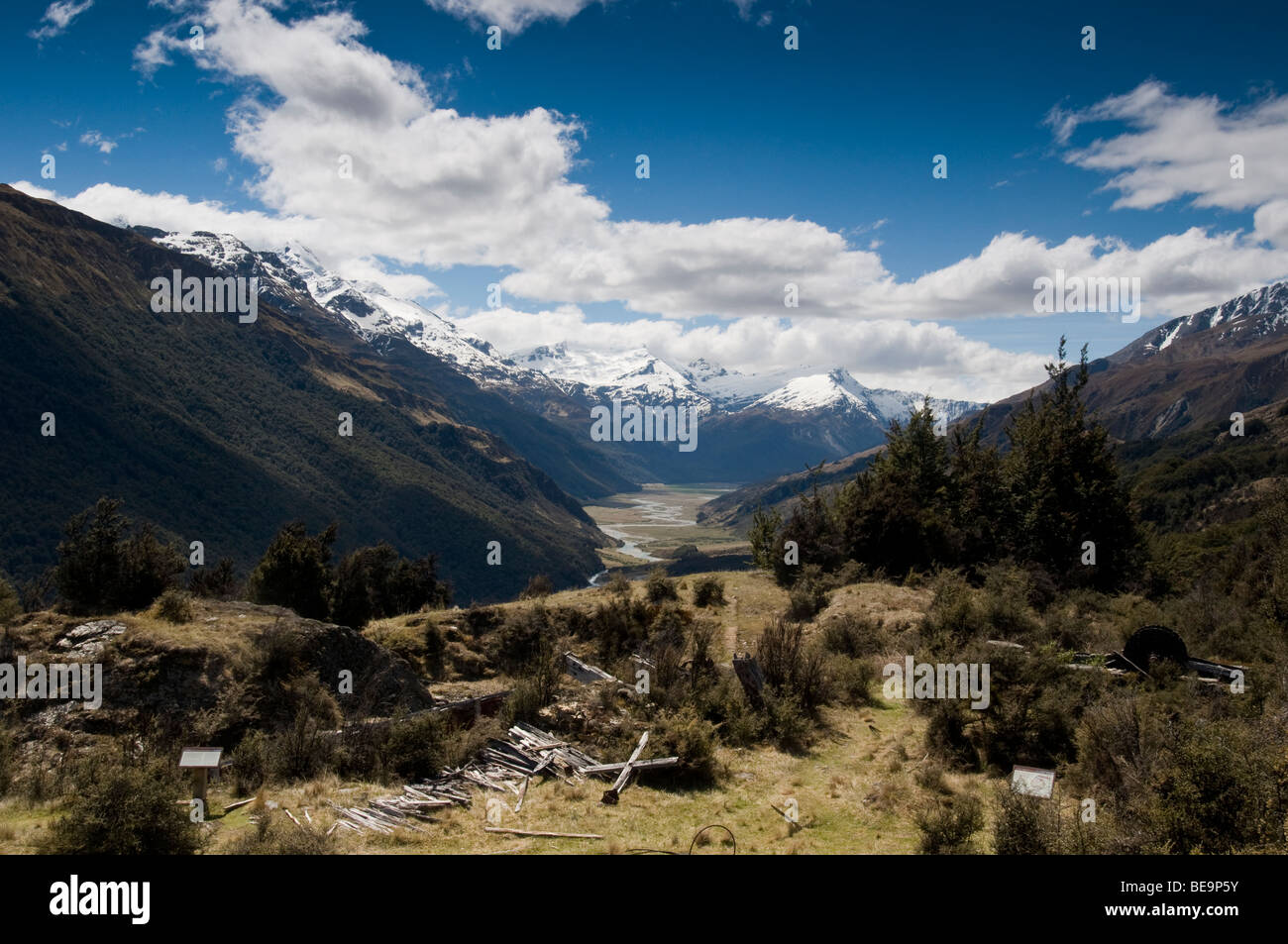 View From The Invincible Mine, Otago, South Island, New Zealand Stock Photo