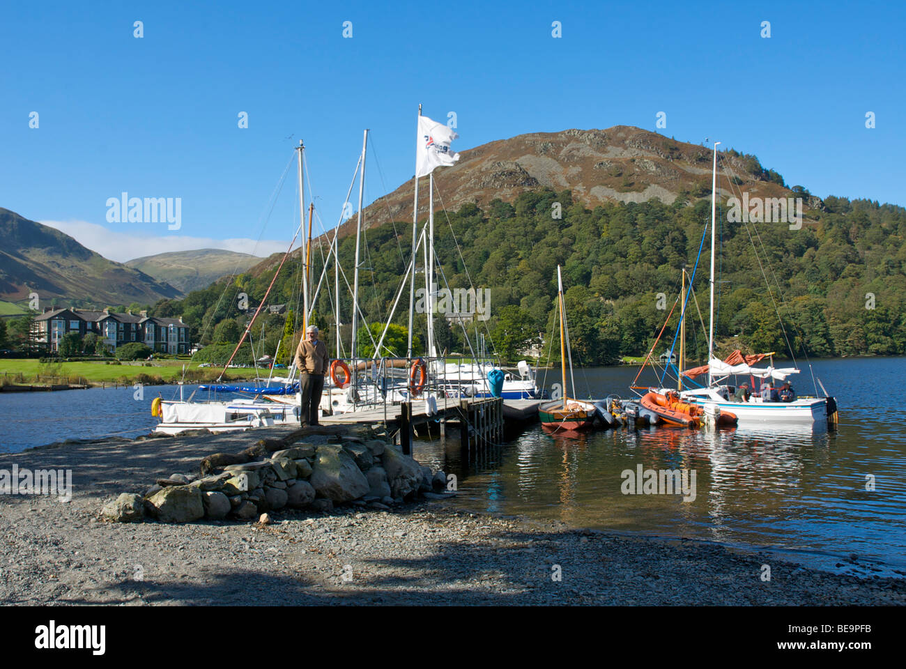 Boats on Ullswater, at Glenridding Sailing Club, Lake District National