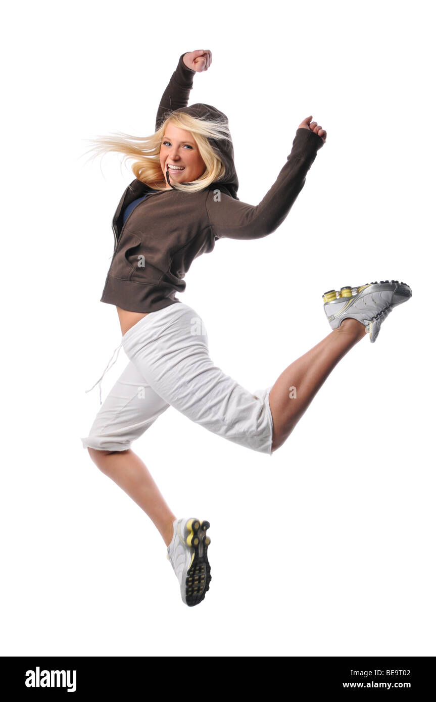 Hip hop dancer performing against a white background Stock Photo - Alamy
