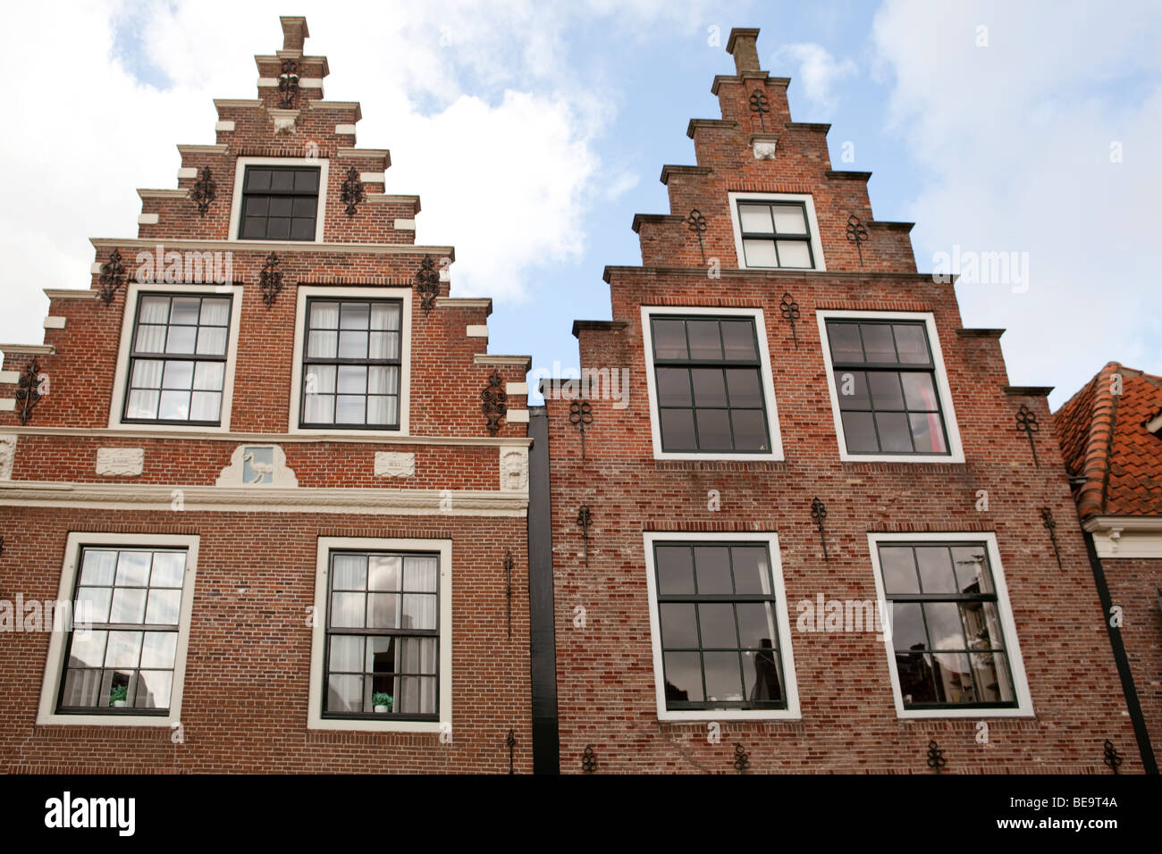 Dutch gabled stepped roof houses. Edam, Holland Stock Photo