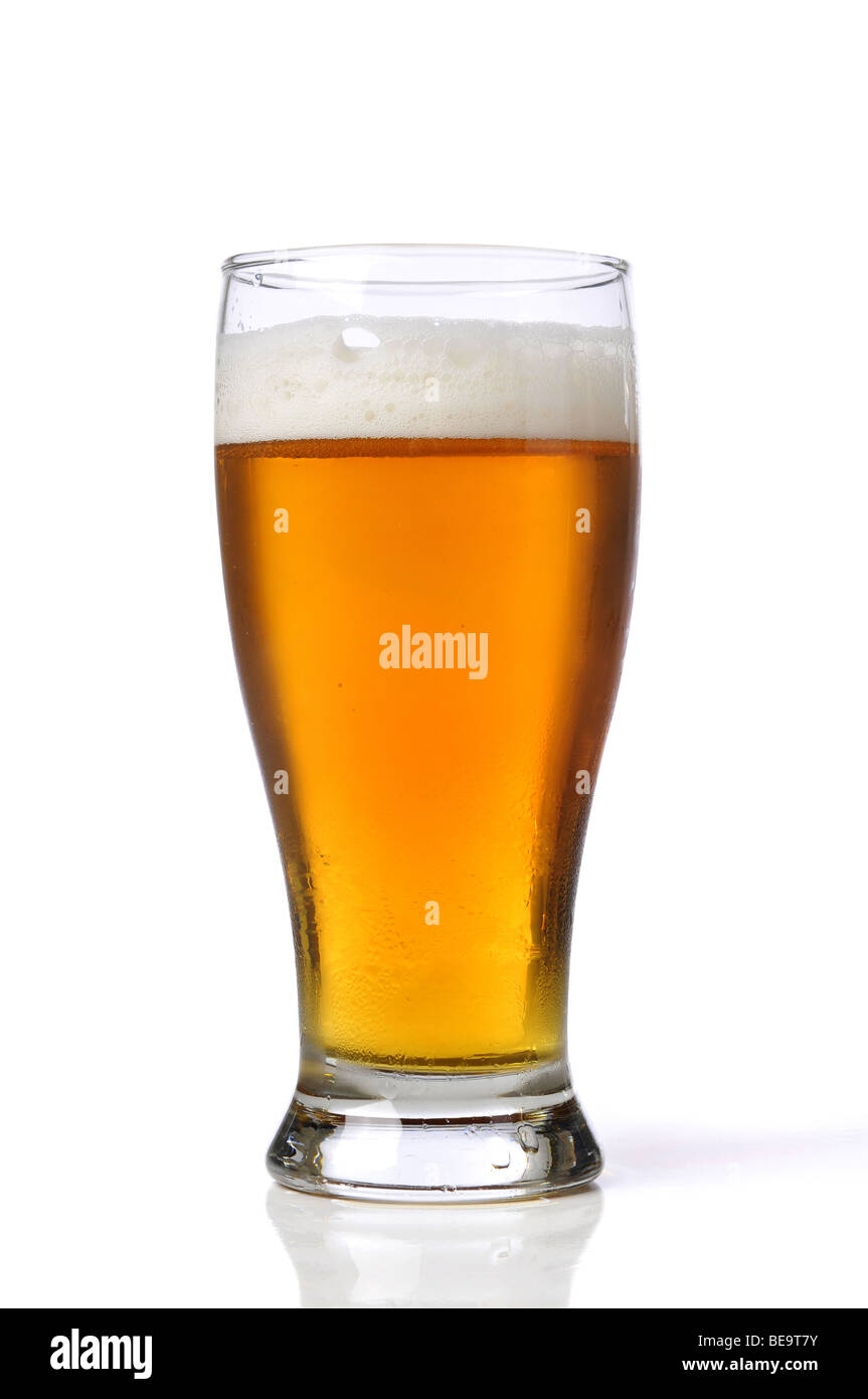 Beer on a glass isolated against a white background Stock Photo