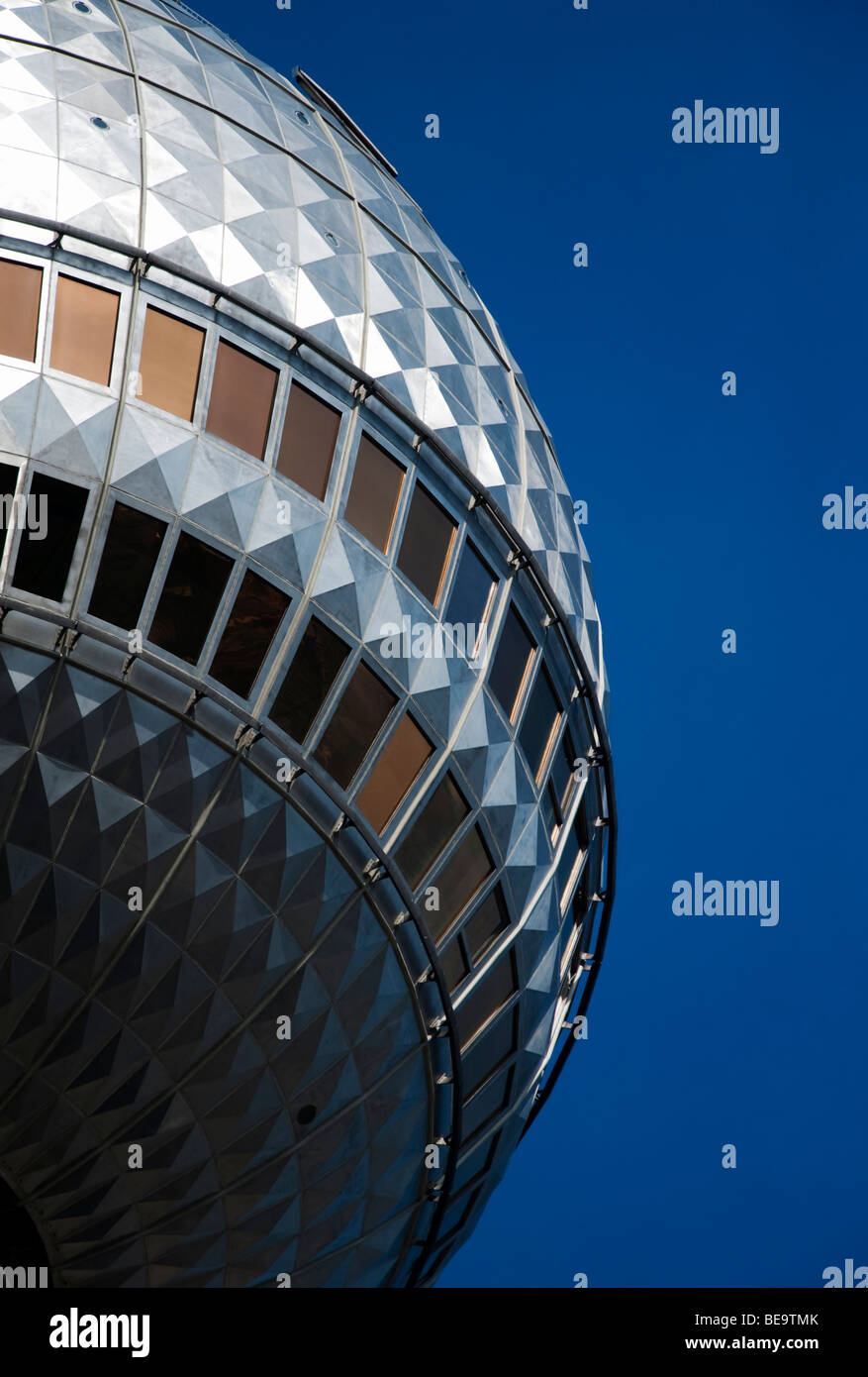 Detail of globe on Television Tower at Alexanderplatz in Mitte Berlin Stock Photo