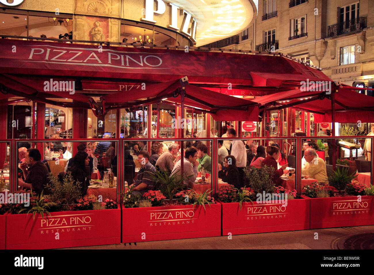 Restaurants on Champs Elysee in Paris, France Stock Photo