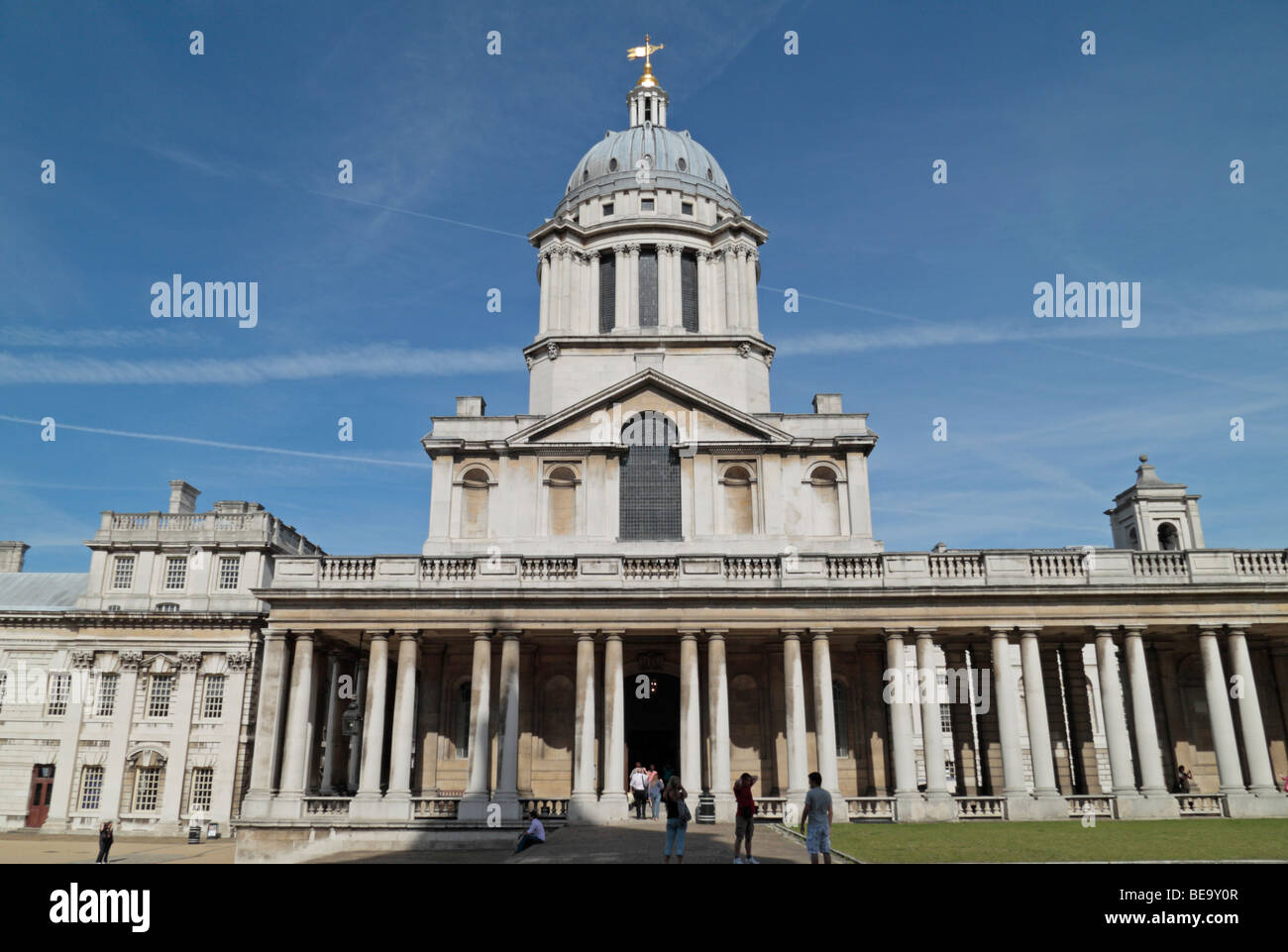 External view of the St Peter & St Paul Chapel, Queen Mary Court, Old Royal Naval College, Greenwich, London, UK. Stock Photo