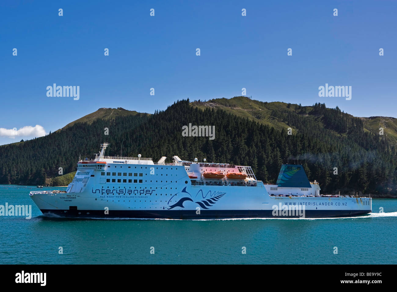 The Challenger Kaitaki, Interislander Ferry, in the Tory Channel, Queen Charlotte Sounds, South