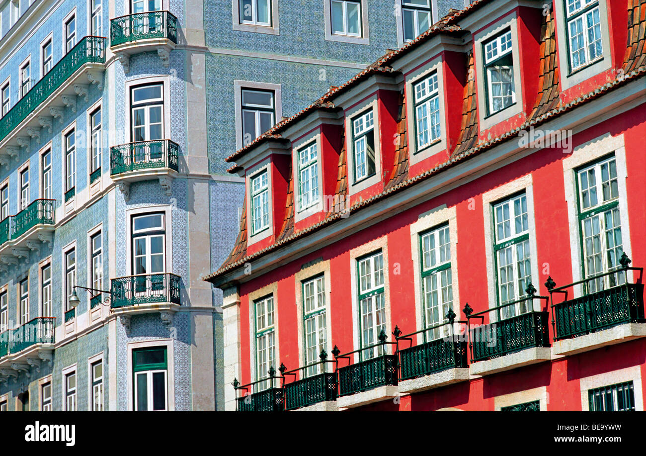 Portugal, Lisbon: Typical architecture in the upper town Bairro Alto Stock Photo
