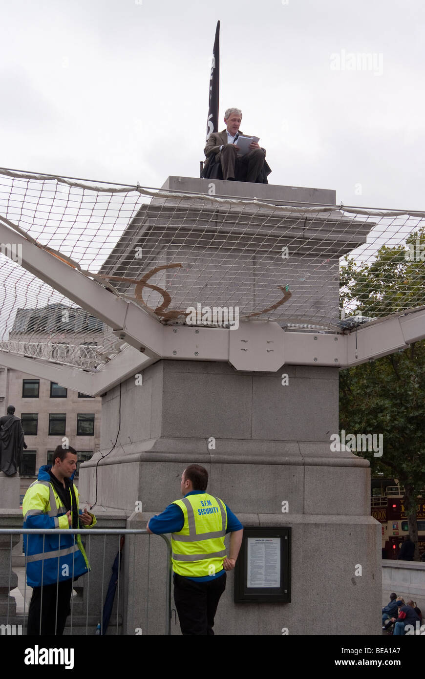 Antony Gormley's One & Other living artwork on the 4th Plinth in Trafalgar Square Stock Photo