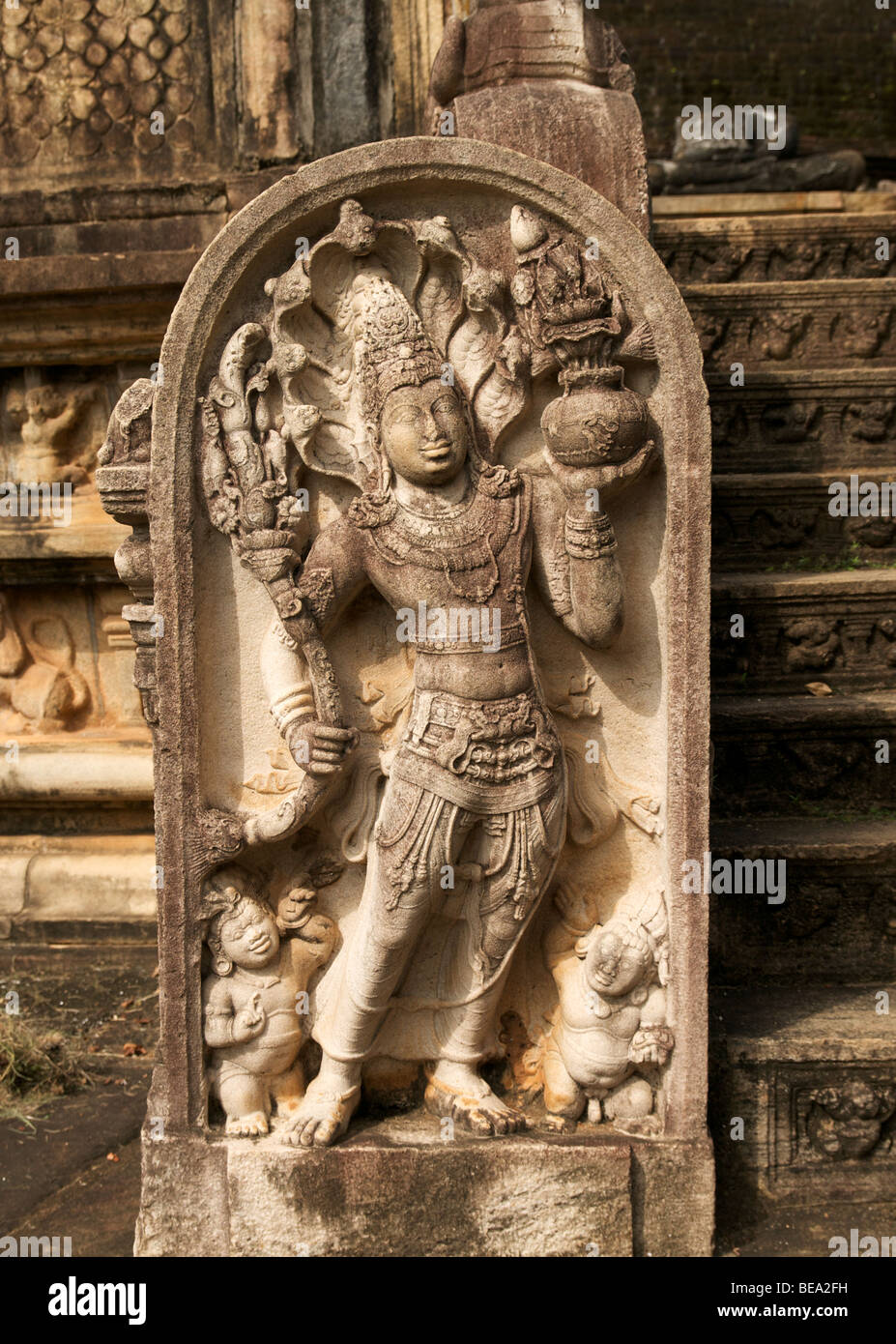 Guard stone of the Vatadage Polonnaruwa Sri Lanka Stock Photo Alamy