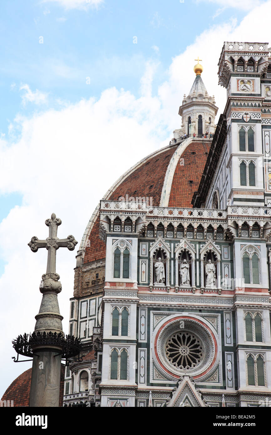 The marble facade and dome of the Duomo in Florence Italy Stock Photo
