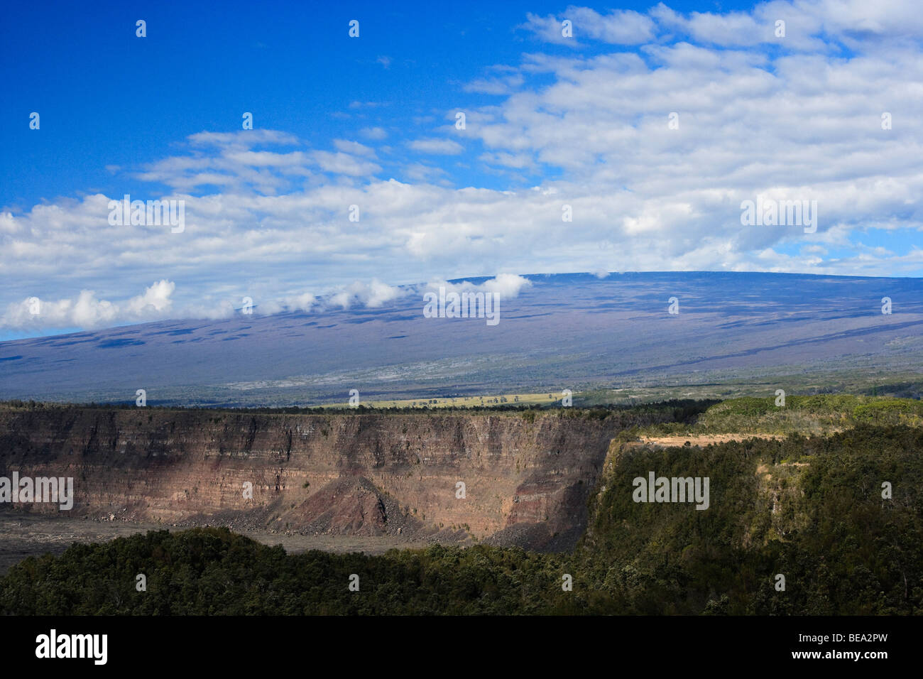 Mauna Loa as seen across Kilauea Caldera in Hawaii. Stock Photo