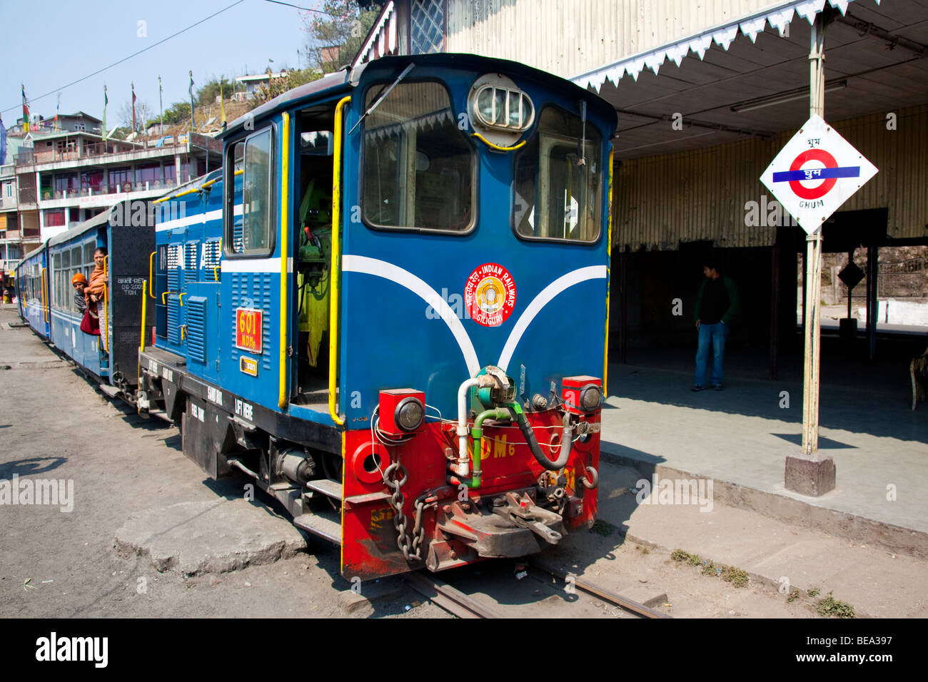 Darjeeling Himalayan Railway Toy Train at Ghum Station in Darjeeling India Stock Photo