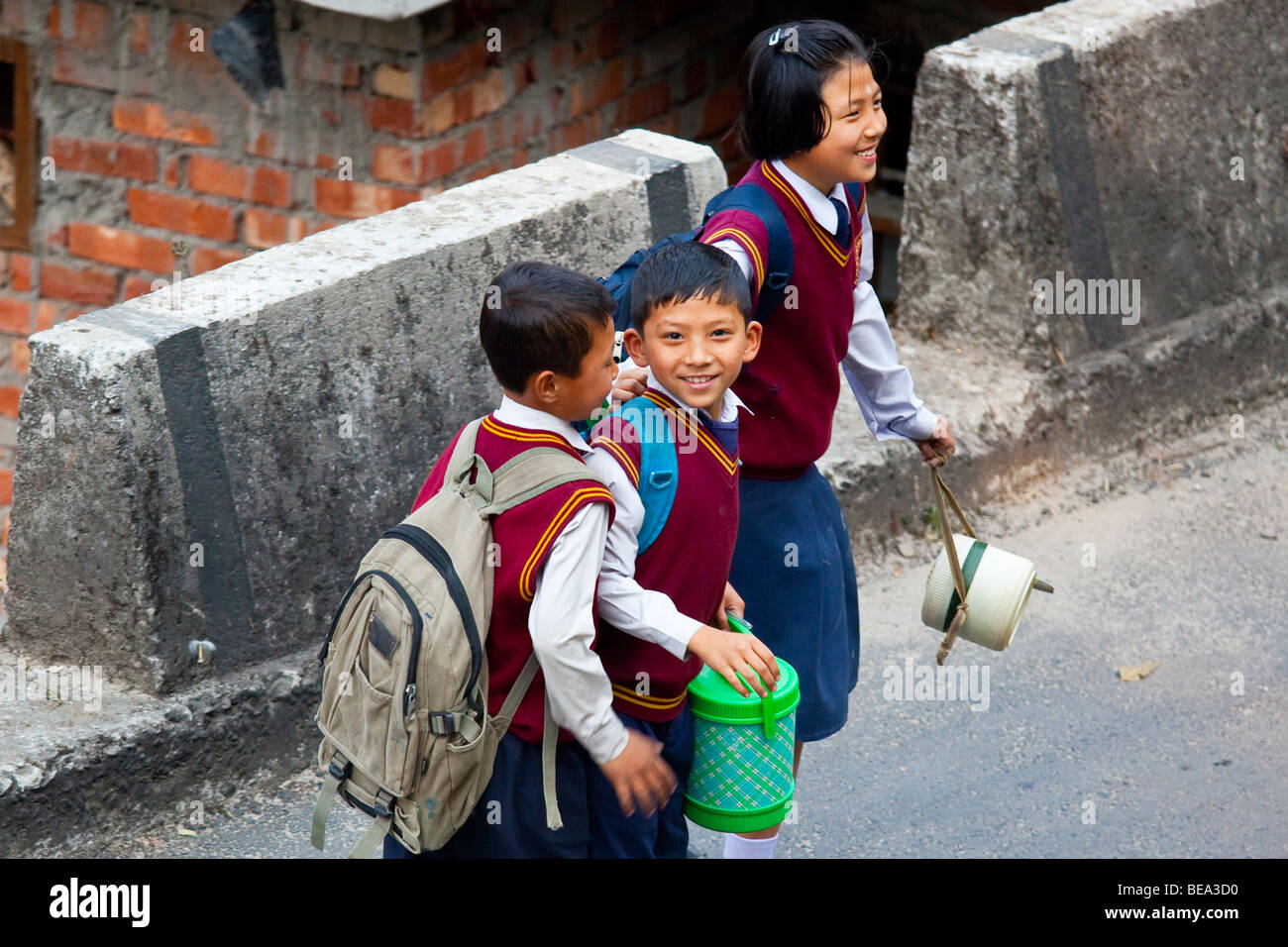 Schoolchildren in Ghum in Darjeeling India Stock Photo