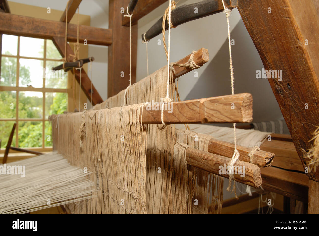 a weaving loom at the Orwell Historic Village, Prince Edward Island