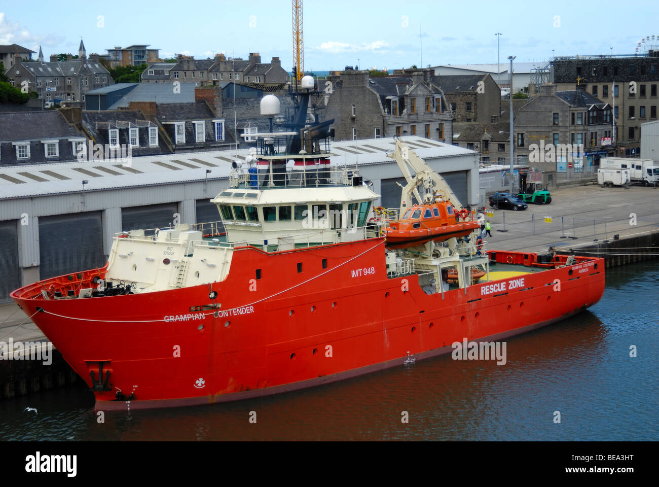 Oil rig supply boat, Aberdeen harbour, Scotland Stock Photo Alamy