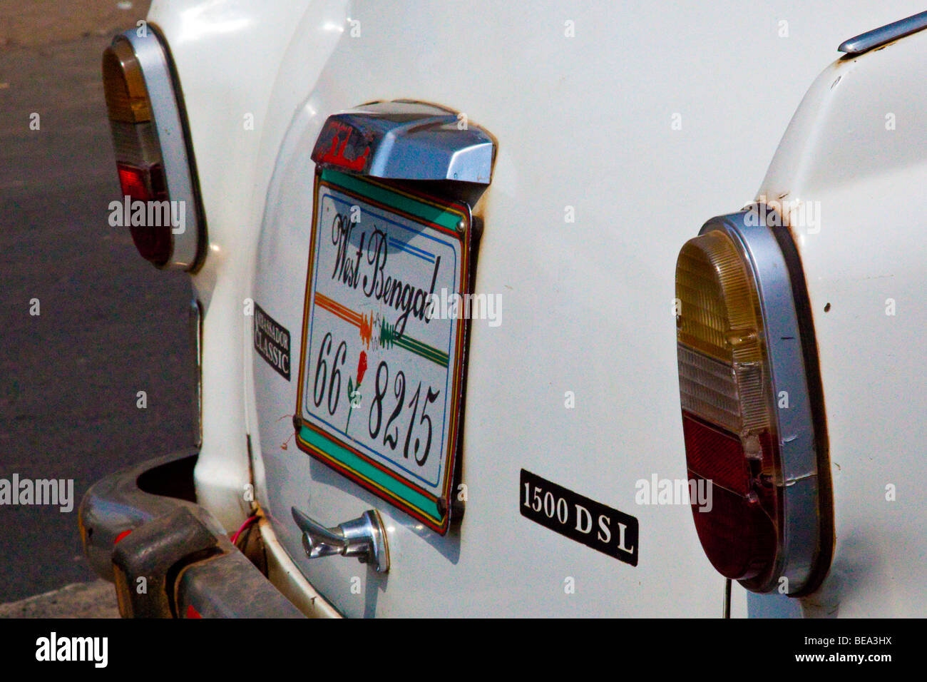 West Bengal License Plate on an Ambassador in Malda India Stock Photo