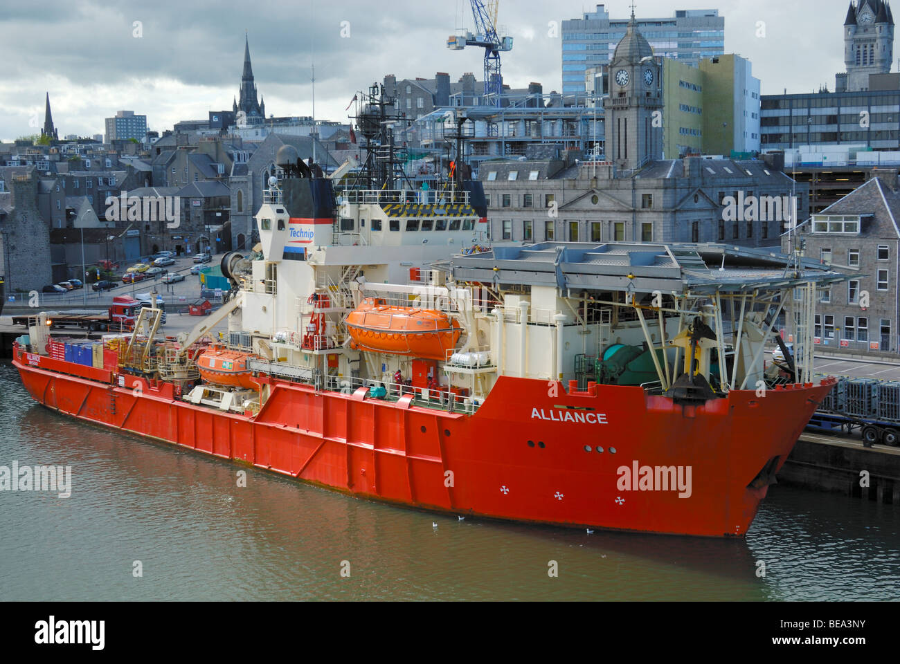 Oil rig supply boat, Aberdeen harbour, Scotland Stock Photo Alamy