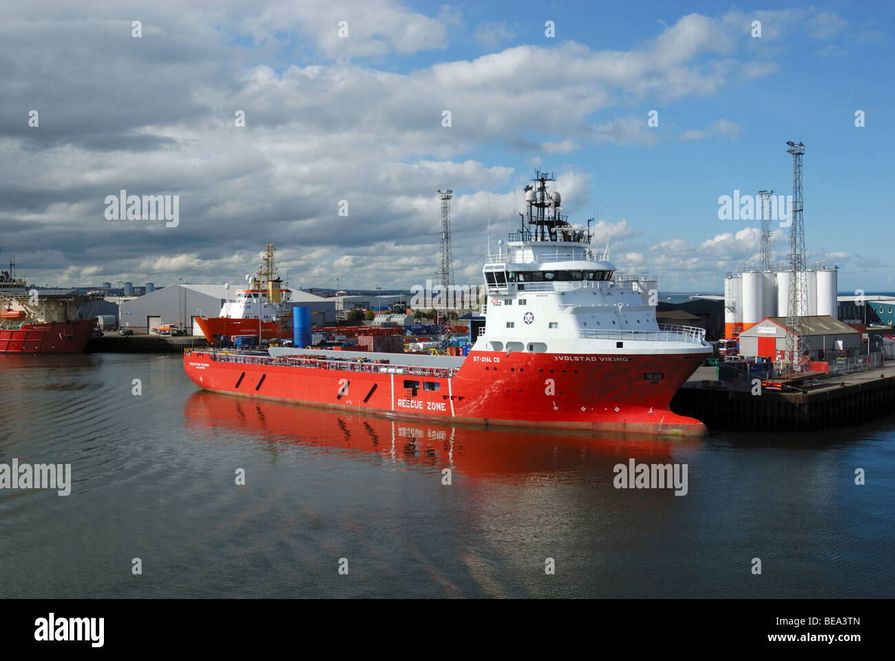 Oil rig supply boat, Aberdeen harbour, Scotland Stock Photo Alamy