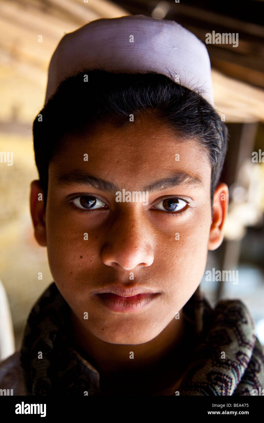 Muslim Boy in the Ruins of Pandua near Malda in Bengal Province India Stock Photo
