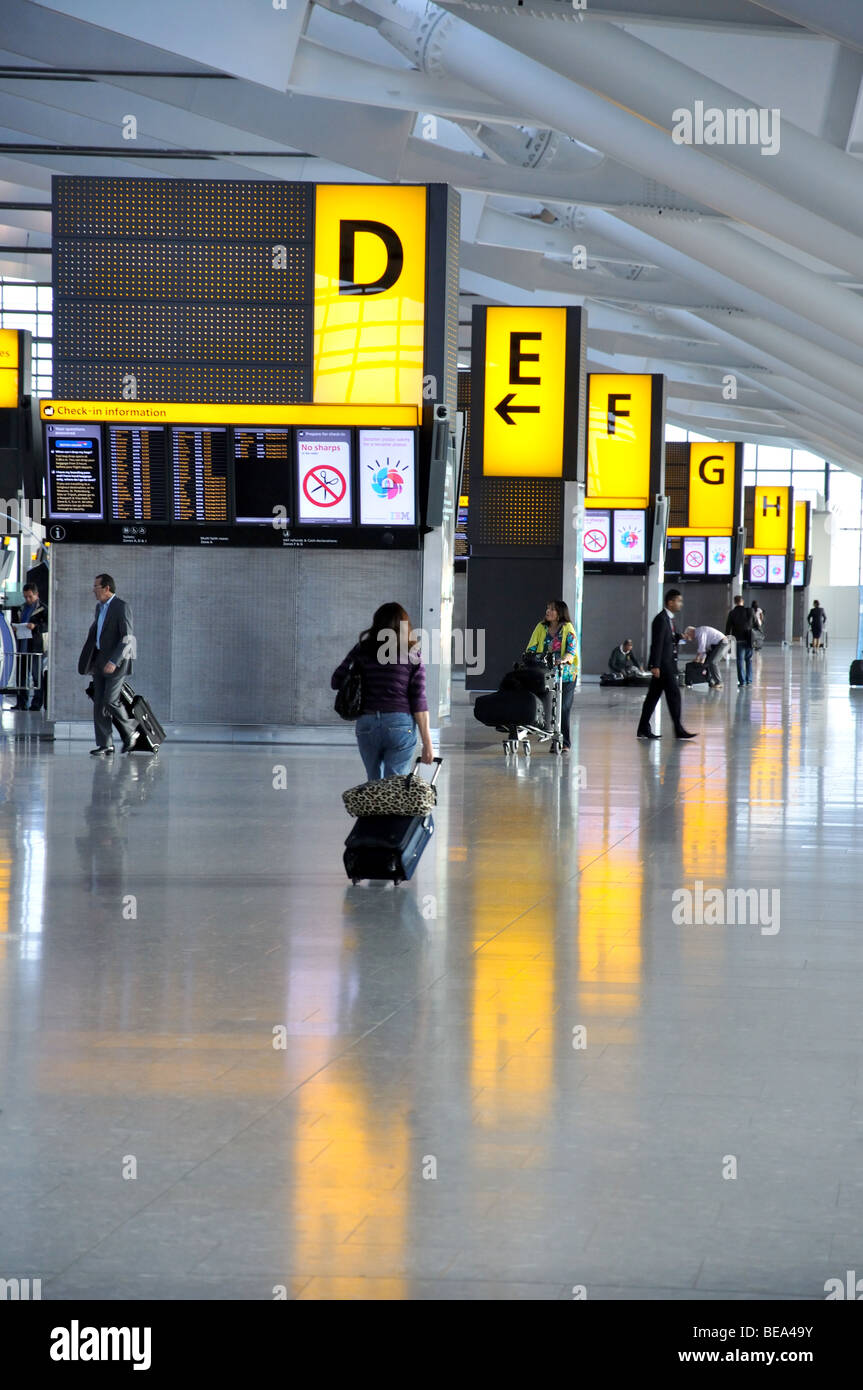 Terminal 5 Departures area, Heathrow Airport. London Borough of Hounslow, Greater London, England, United Kingdom Stock Photo