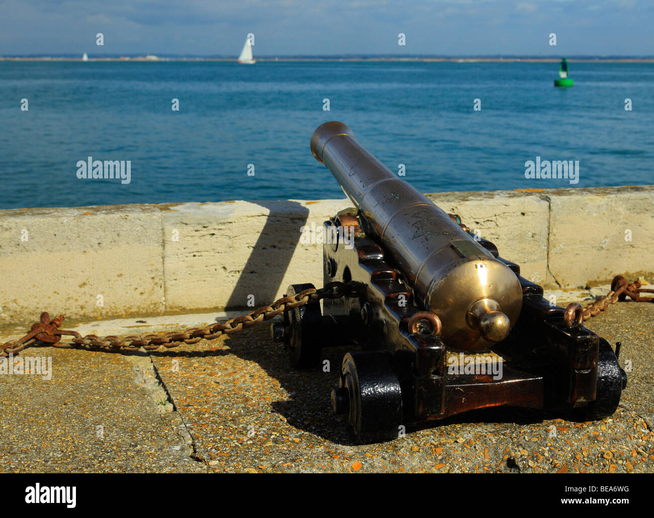 Royal Yacht Squadron starting cannons. Cowes, Isle of Wight, England, UK. Stock Photo
