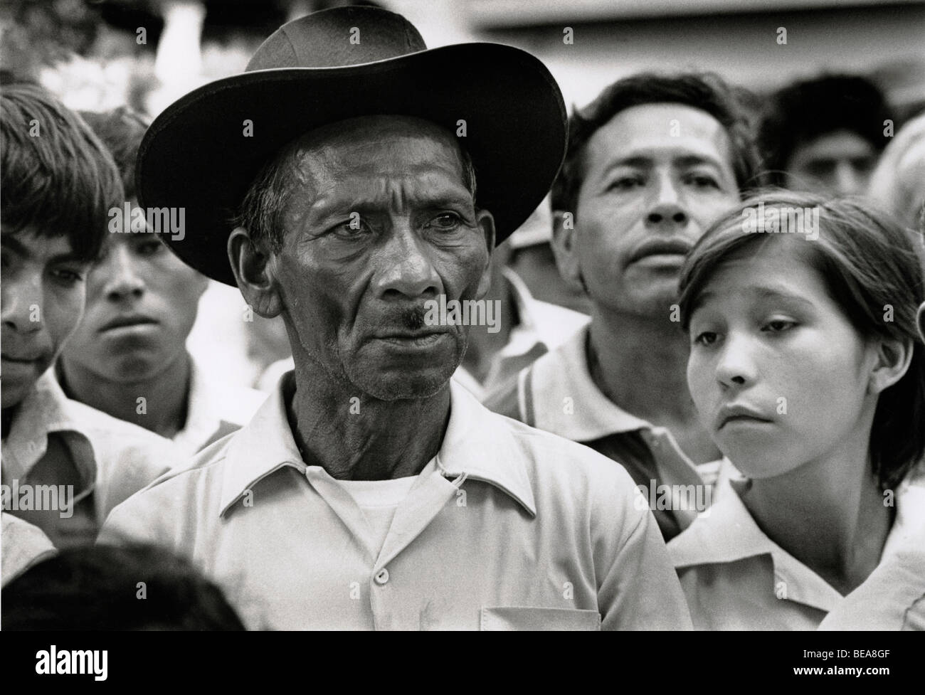 EL SALVADOR, March 1984 The presidential election campaign. Villagers