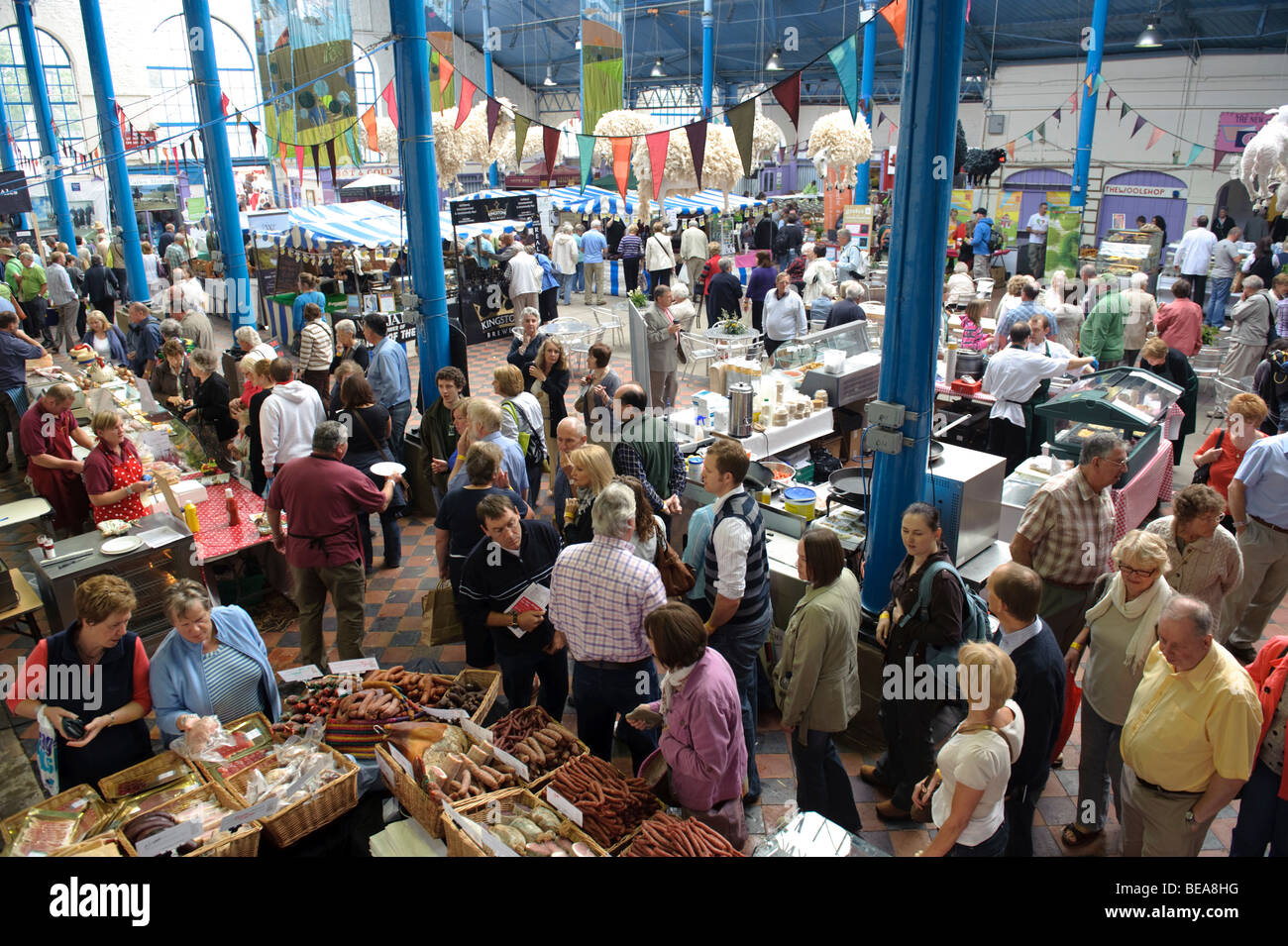 General view of the Market Hall during the Abergavenny food festival ...