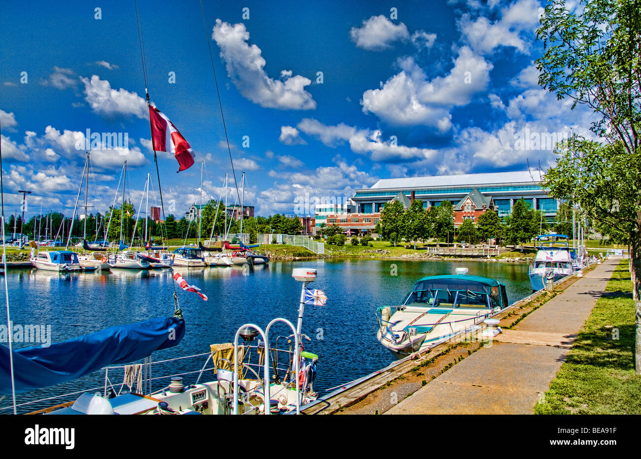 Thunder Bay Ontario Canada waterfront harbour and the Histroical CN Rail  Station at Prince Arthur Landing Park and Lake Superior Stock Photo - Alamy