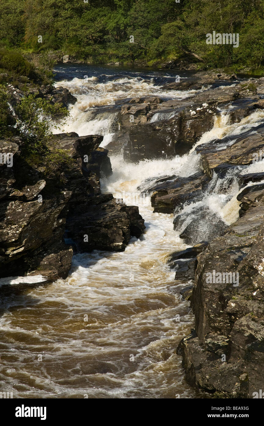 dh Eas Urchaidh highland river GLEN ORCHY ARGYLL SCOTLAND Scottish waterfall cascading rapids rushing water rivers close up flowing Stock Photo