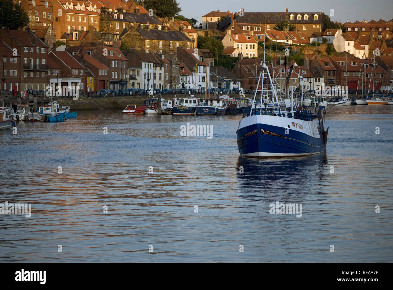Fishing boat in the harbour at Whitby, North Yorkshire, England Stock ...