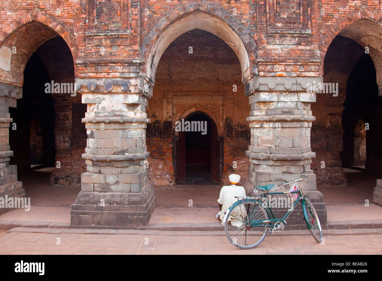 Muslim Man Praying at Qadam Rasul Mosque in Gour in Bengal State in India Stock Photo