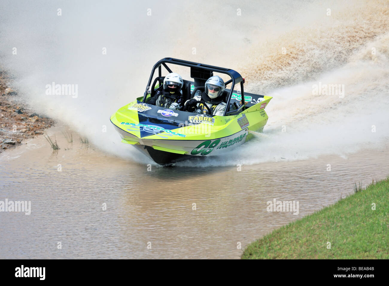 Australian Jet Sprint Boat championship timed sprint runs on enclosed