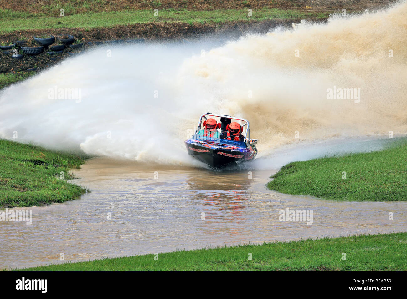 Australian Jet Sprint Boat championship timed sprint runs on enclosed