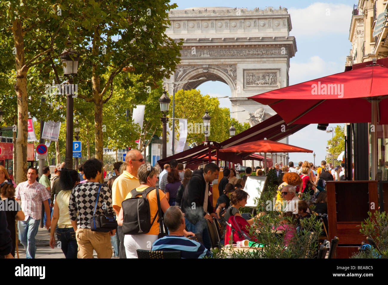 Cafes on the Champs Elysees in Paris Stock Photo
