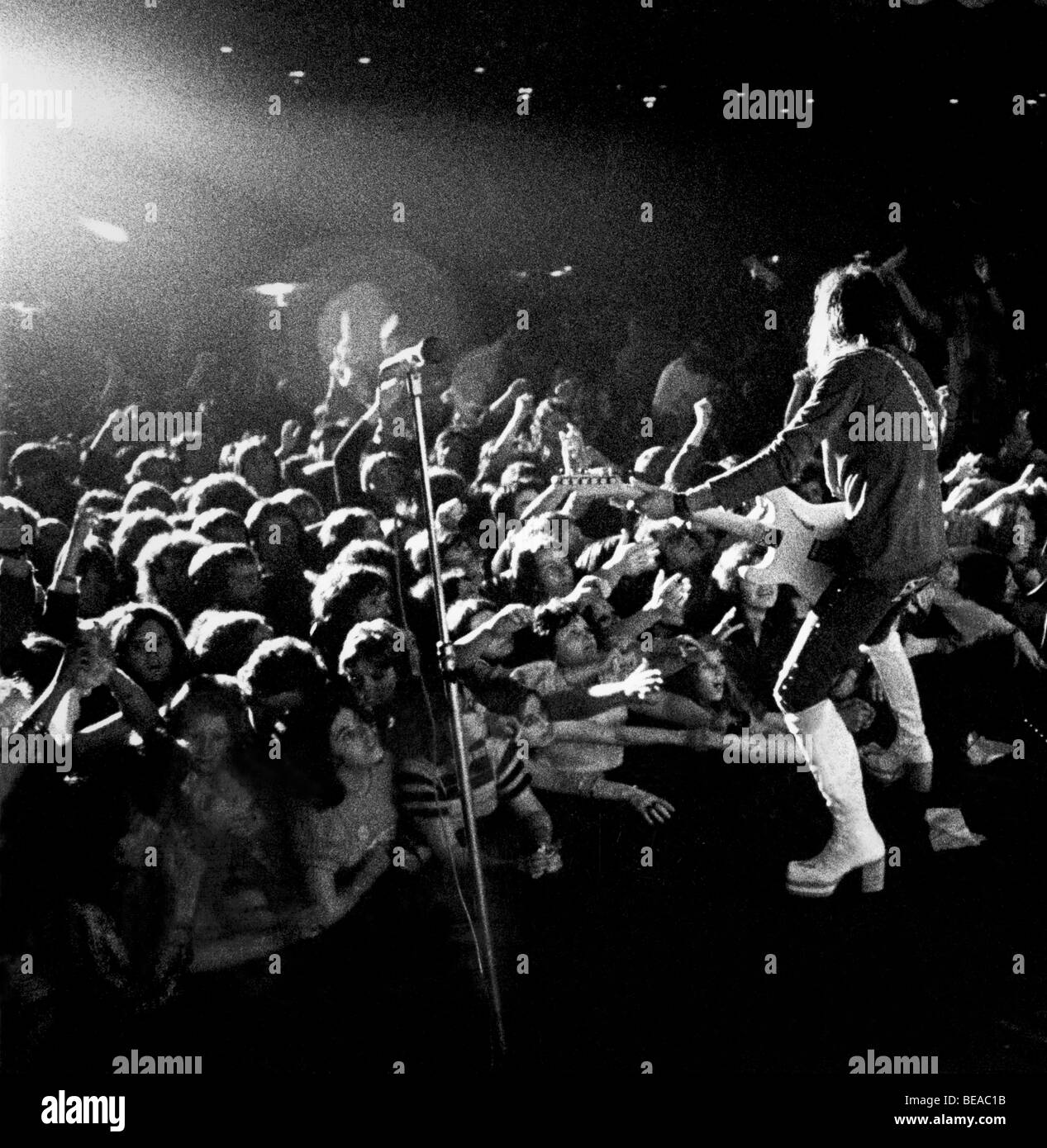 FANS at a 1970s rock concert with Slade Stock Photo