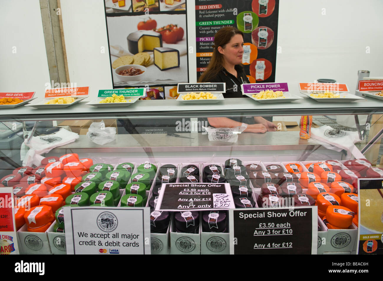 Snowdonia Cheese Company display their products on stall at The Great