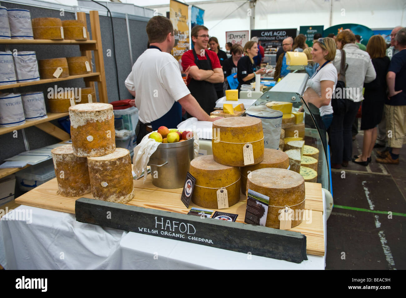 Hafod Welsh organic cheddar display their products at The Great British