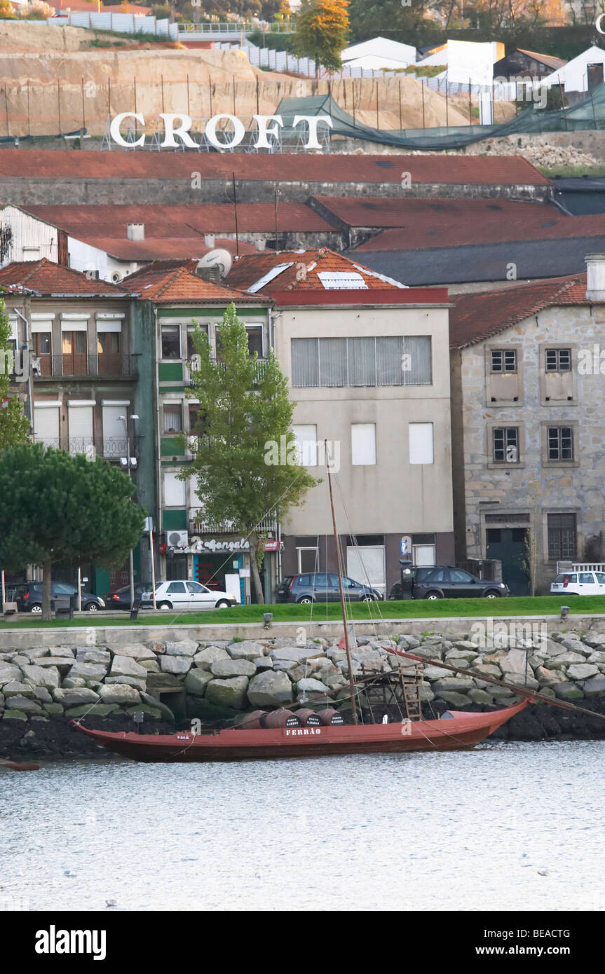 barco rabelo shipping boat croft port lodge av. diogo leite vila nova de gaia porto portugal Stock Photo