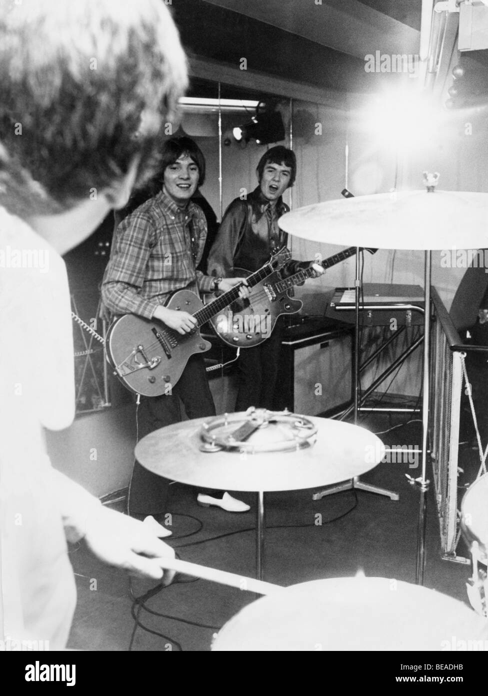 SMALL FACES UK pop group in recording studio in 1966 with Steve