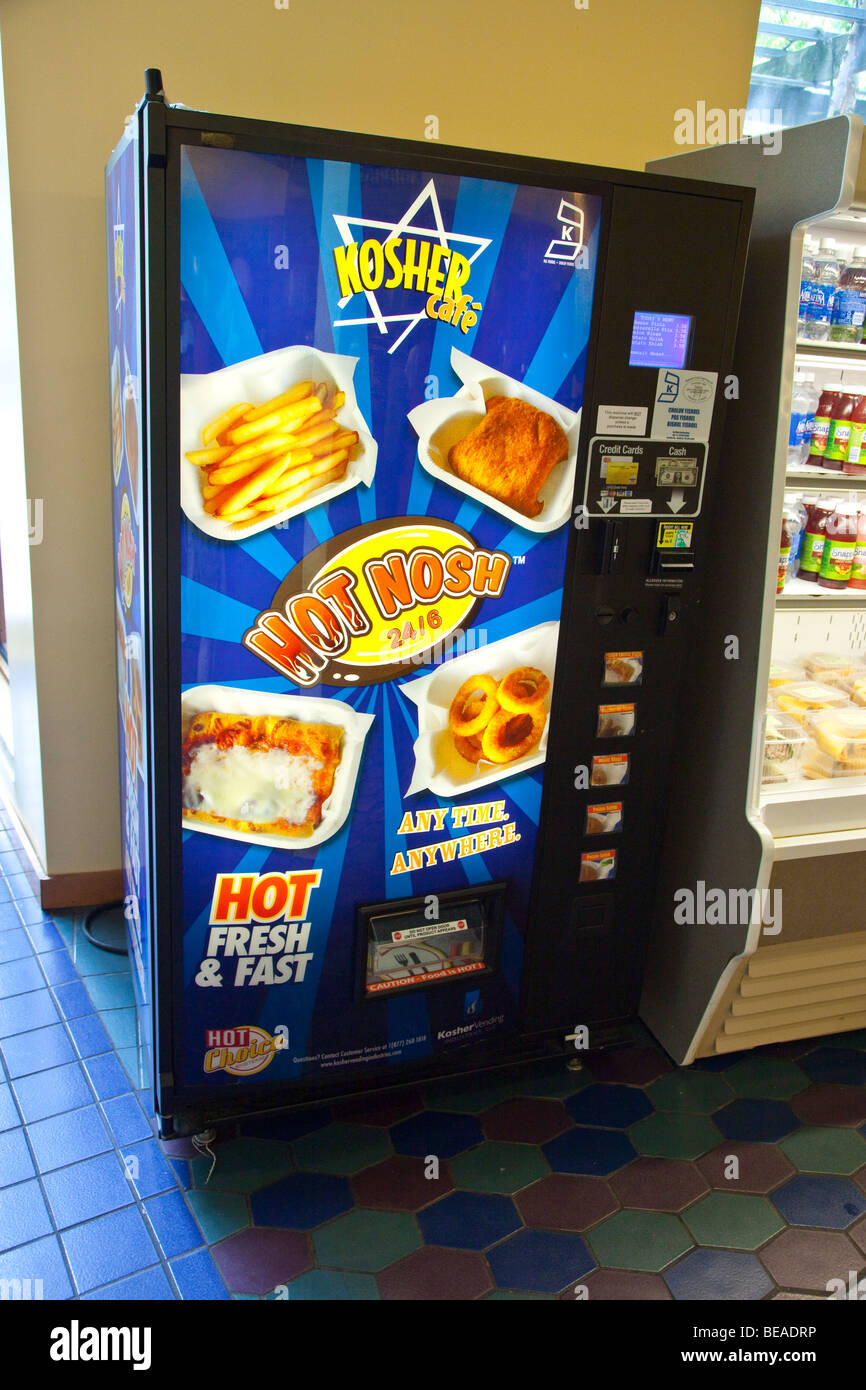 Hot kosher food vending machine in the Bronx Zoo in New York City Stock Photo