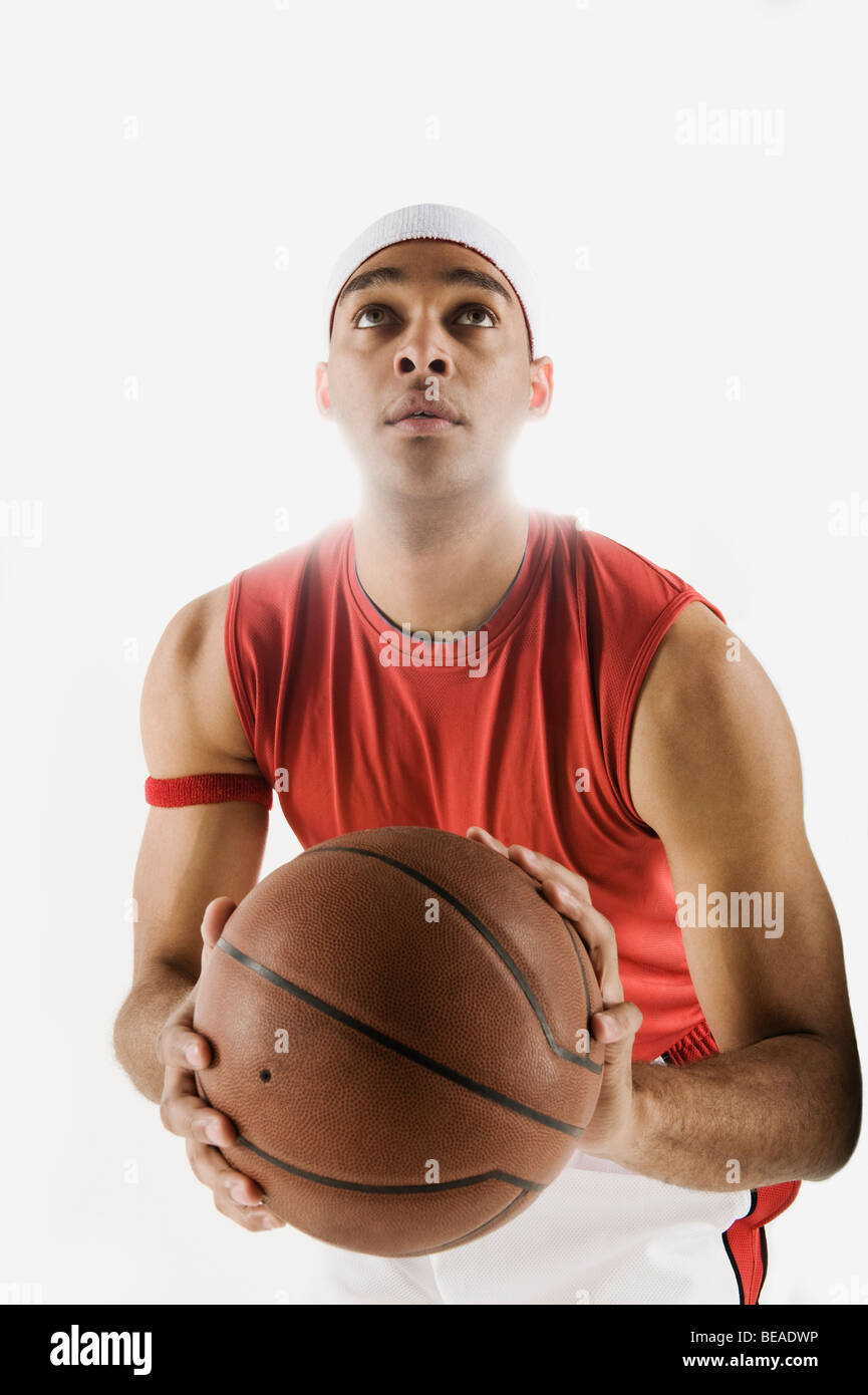 African basketball player ready to shoot basketball Stock Photo Alamy