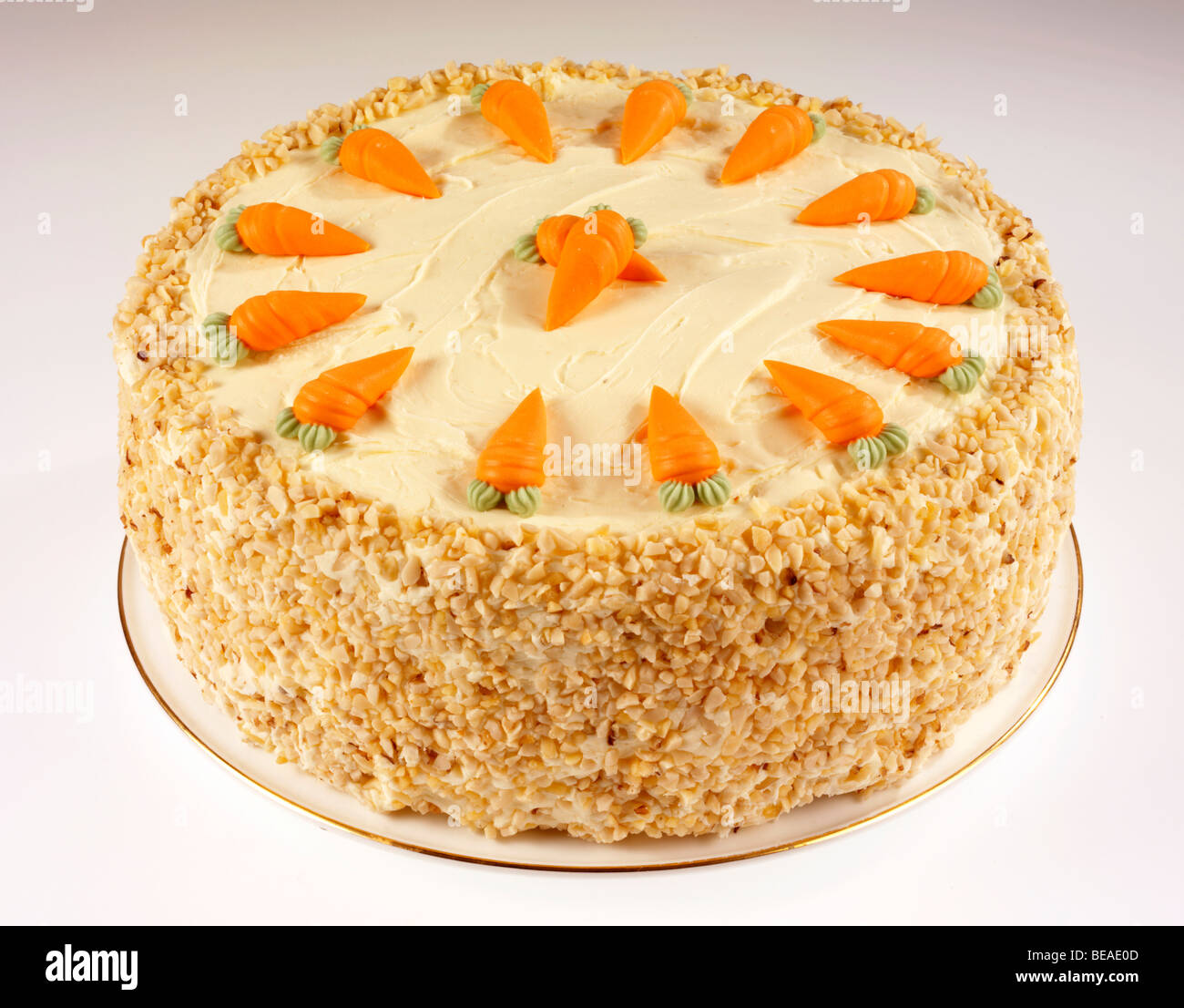 WHOLE CARROT CAKE ON WHITE Stock Photo Alamy